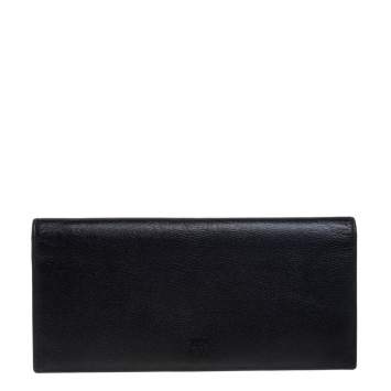 Pre Owned Loewe Black Grained Leather Long Wallet