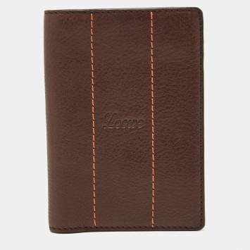 Pre Owned Loewe Brown Leather Bifold Card Case