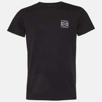 Pre Owned Loewe Black Anagram Embroidered Cotton Crew Neck T-Shirt S
