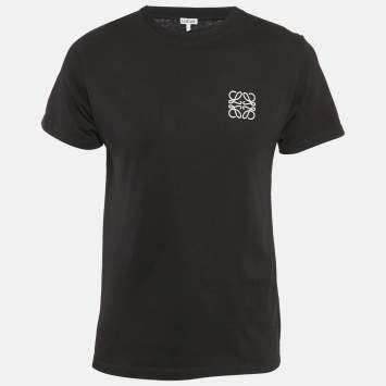 Pre Owned Loewe Black Anagram Embroidered Cotton Crew Neck T-Shirt S