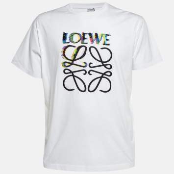Loewe White Glitch Anagram Cotton Crew Neck T-Shirt L