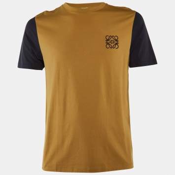 Pre Owned Loewe Brown/Blue Anagram Cotton Crew Neck T-Shirt S