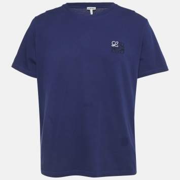 Pre Owned Loewe Blue Anagram Embroidery Jersey T-Shirt M