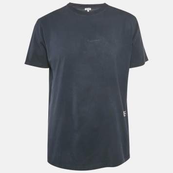 Pre Owned Loewe Blue Logo Embroidered Jersey Crew Neck T-Shirt M
