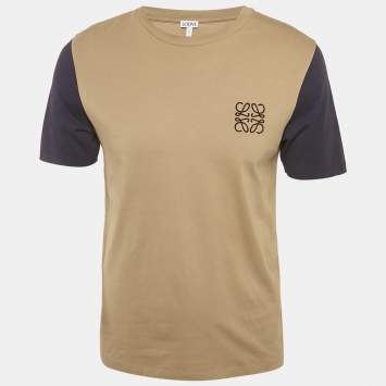 مملوكة مسبقًا Loewe Brown/Blue Anagram Cotton Crew Neck T-Shirt S