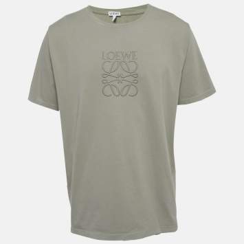 Pre Owned Loewe Grey Anagram Embroidered Jersey T-Shirt L