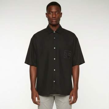 Pre Owned Loewe x Paula's Ibiza Black Linen Blend Oversized Anagram Shirt S