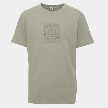 Pre Owned Loewe Khaki Green Cotton Relaxed Fit T-Shirt M