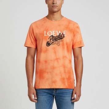 Pre Owned Loewe X Paula's Ibiza Orange Tie-Dye Logo Detail Jersey Crewneck T-Shirt XL