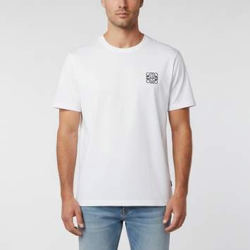 Pre Owned Loewe White Cotton Short Sleeve Crewneck T-Shirt L 