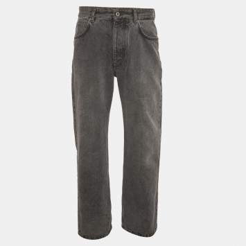 Pre Owned Loewe Grey Denim Straight Leg Buttoned Jeans M/Waist 32" 