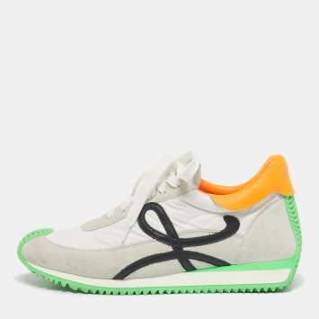 Pre Owned Loewe Multicolor Nylon and Suede Paneled Lace Up Sneakers Size 40