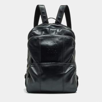 Pre Owned Longchamp Black Leather Cavalier Backpack