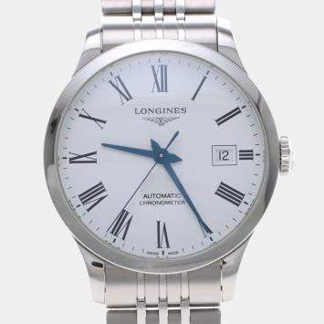 Pre Owned Longines Record L2.820.4 Automatic Stainless Steel Men's Wristwatch 39 mm