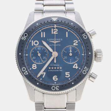 Pre Owned Longines Spirit Flyback L3.821.4 Blue Stainless Steel Automatic Men's Watches 42mm