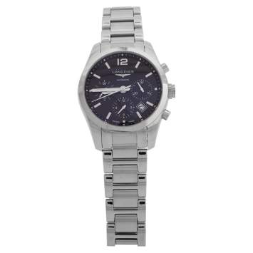 Pre Owned Longines Black Stainless Steel Conquest Classic L2.786.4.56.6 Men's Wristwatch 41 mm