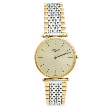 Pre Owned Longines Champagne Two-Tone Stainless Steel La Grande Classique De Longines L4.635.2 Men's Wristwatch 33 mm
