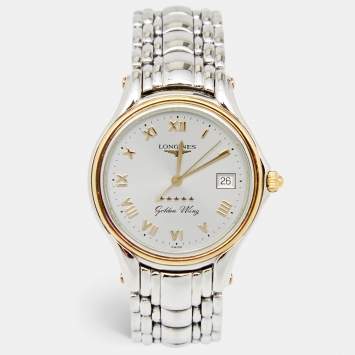Pre Owned Longines Silver Two Tone Stainless Steel Golden Wing L3.606.5 Men's Wristwatch 33 mm