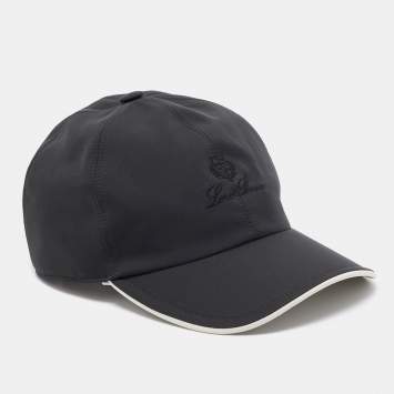Pre Owned Loro Piana Dark Grey Satin Logo Baseball Cap S