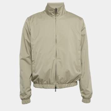 Pre Owned Loro Piana Grey Nylon and Cashmere Reversable Windmate Bomber Jacket M