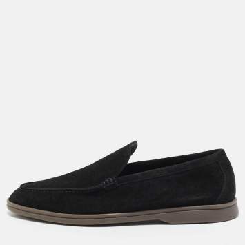 Pre Owned Loro Piana Black Suede Summer Charms Walk Loafers Size 43.5