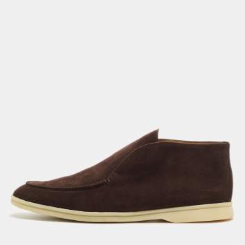 Pre Owned Loro Piana Brown Suede Open Walk Chukka Boots Size 44