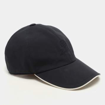 Pre Owned Loro Piana Navy Blue Logo Embroidered Microfibre Storm System Baseball Cap L