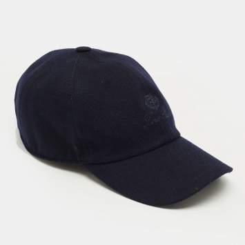 Pre Owned Loro Piana Navy Blue Cashmere Storm System Baseball Cap XXL