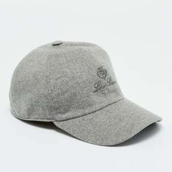 Pre Owned Loro Piana Grey Cashmere Storm System Baseball Cap XL