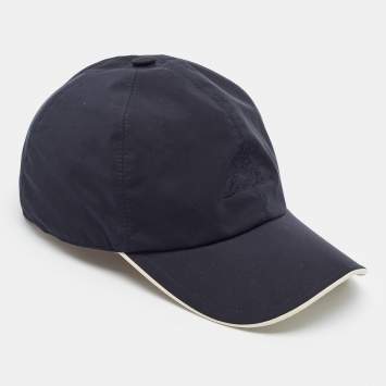 Pre Owned Loro Piana Navy Blue Logo Embroidered Synthetic Baseball Cap L