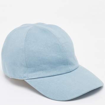 Pre Owned Loro Piana Blue Linen Cotton Rain System Cap M