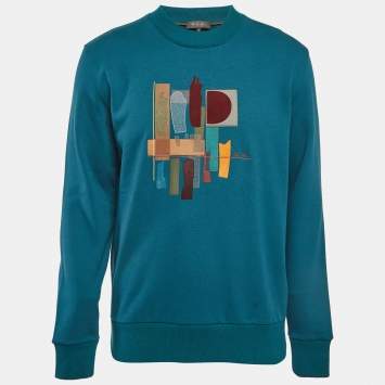 Pre Owned Loro Piana Green Cotton Embroidered Sweatshirt S