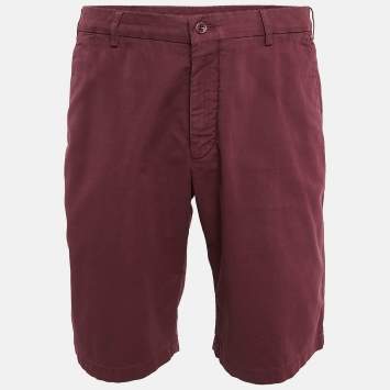 Pre Owned Loro Piana Burgundy Cotton Chino Shorts XXL