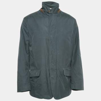 Pre Owned Loro Piana Charcoal Grey Nylon Blend Zip-Up Jacket M
