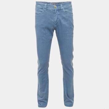 Pre Owned Loro Piana Blue Linen Blend Slim Fit Pants S