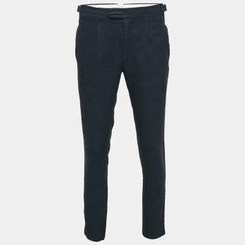 Pre Owned Loro Piana Navy Blue Linen Blend Slim Fit Tapered Pants M
