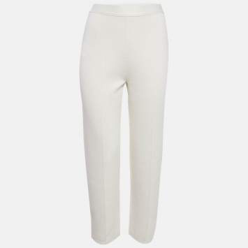 Pre Owned Loro Piana Ivory Stretch Knit Trousers S 