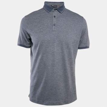 Pre Owned Loro Piana Blue Cotton Blend Polo T-Shirt M
