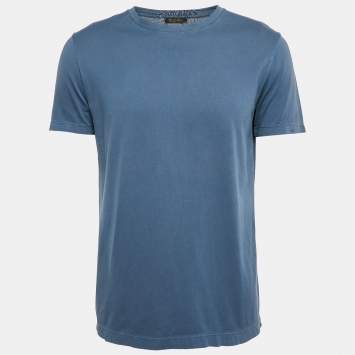 Pre Owned Loro Piana Blue Cotton Crew Neck T-Shirt M