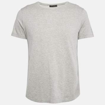 Pre Owned Loro Piana Grey Cotton Crew Neck T-Shirt M 