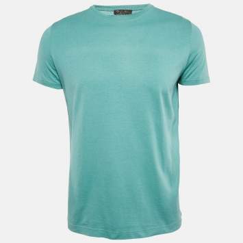 Pre Owned Loro Piana Green Cotton Blend Crew Neck T-Shirt M