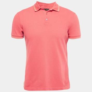 Pre Owned Loro Piana Orange Cotton Pique Polo T-Shirt M