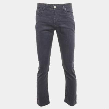 Pre Owned Loro Piana Blue Linen Blend Buttoned Pants S
