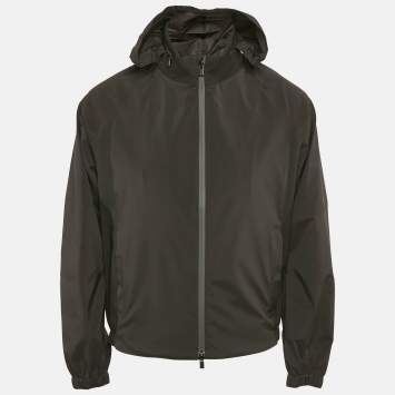 Pre Owned Loro Piana Grey Nylon Zip-Up Bomber Jacket L