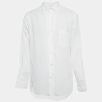 Pre Owned Loro Piana White Linen Long Sleeve Shirt XL