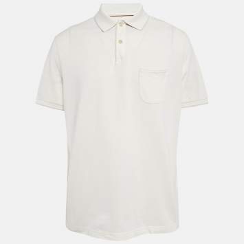 Pre Owned Loro Piana White Cotton Pique Polo T-Shirt XXL