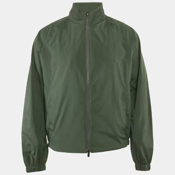 Pre Owned Loro Piana Green Nylon Zip-Up Bomber Jacket L