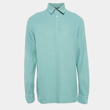 Pre Owned Loro Piana Green Cotton Pique Polo T-Shirt XXXL