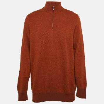 Pre Owned Loro Piana Brown Cashmere Roadster Mezzocollo Sweater XXXL