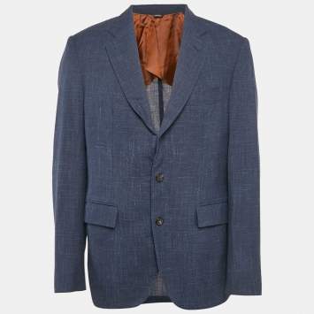 Pre Owned Loro Piana Navy Blue Wool Single Breasted Blazer XXL